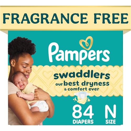 Pampers Swaddlers Diapers, Size 0 (up to 10 lbs), 84 Count, Hypoallergenic, Absorbent, Keeps Baby Dry and Comfortable, Skin Safe Disposable Newborn Baby Diaper