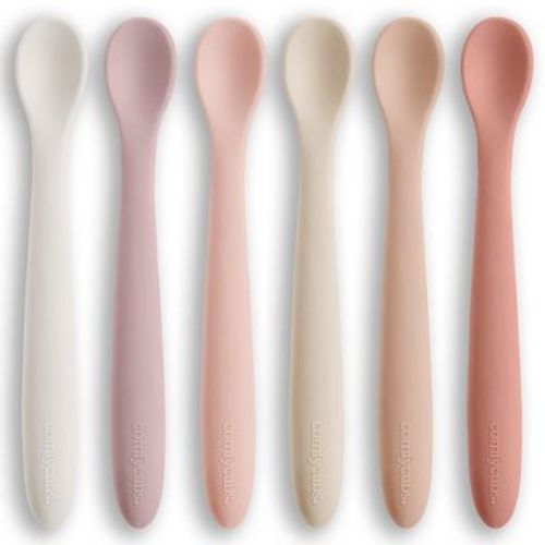 Comfy Cubs Silicone Baby Spoons Set 6-Pack, Blush – BPA Free, Soft Gum-Safe Toddler Eating Essentials – Lightweight & Flexible