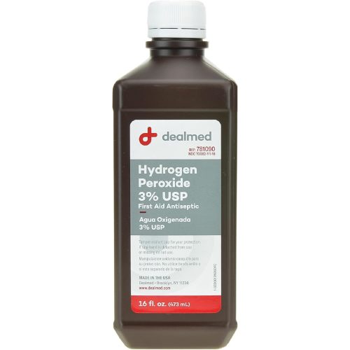Dealmed Hydrogen Peroxide 3% USP – 16 fl. oz. USA Made Hydrogen Peroxide Cleaner, Hydrogen Peroxide 3 Percent First Aid Cleaner, Hydrogen Peroxide Solution for First Aid Kit and Medical Facilities