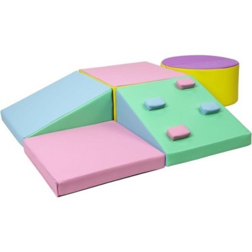 Foam Climbing Blocks Set for Toddlers and Preschoolers Soft Indoor Active Play Set for Climbing Crawling and Sliding, Color: Pink