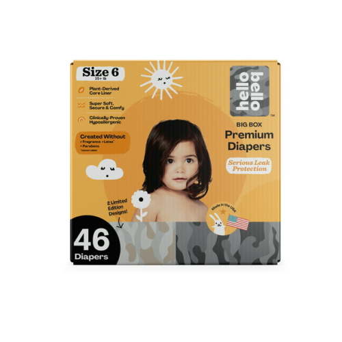 Hello Bello Premium Gender Neutral Baby Diapers I Affordable and Eco-Friendly Absorbent Diapers for Babies and Kids I Size 6 I Limited Edition Hide and Seek & Undercover Booties I 46 Count