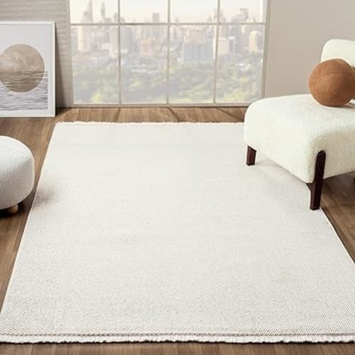 LUXE WEAVERS Solid Machine Woven Cream 5x7 Area Rug, Indoor Stain-Resistant Carpet