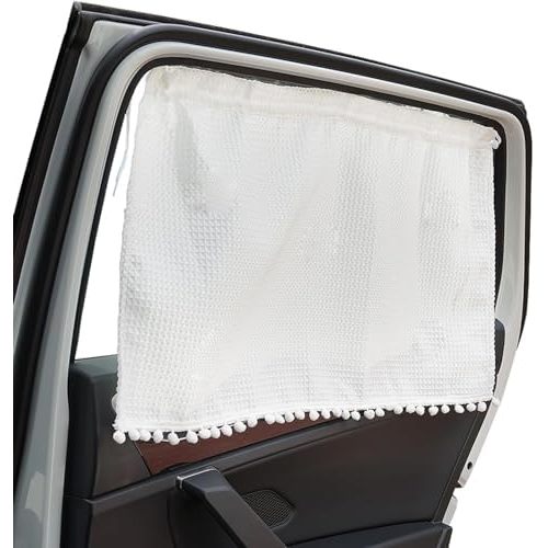 4 pcs Car Window Sun Shades for Side Window, car Side Window Sun Shade,Car Window Shades for Kids and Baby, Perfect Car Shades for Front Windows, Car Essentials for Interior (White Cotton, 4)
