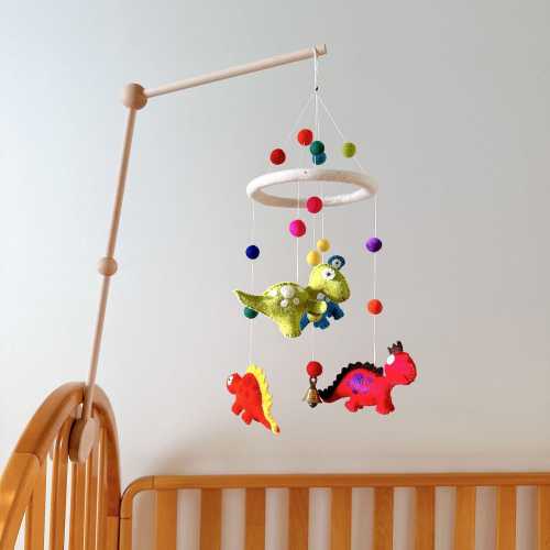 Dinosaur Baby Mobile, Dinosaur Nursery Decor, Waldorf Inspired Mobile, Baby Shower's Gift, Crib Mobile,