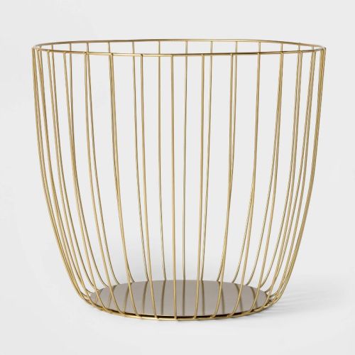 Large Metal Wire Basket Gold - Threshold™: Round Decorative Blanket Holder, 18"x16" Iron Basket