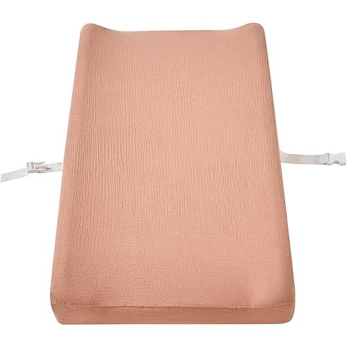 Baby Muslin Changing Pad Covers, Neutral Fitted Muslin Diaper Changing Table Pad Sheet Covers for Newborns Infants Baby Boys Girls (Red)