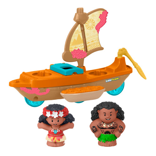 Fisher-Price Little People Disney Princess Moana & Maui Figures Playset with Canoe