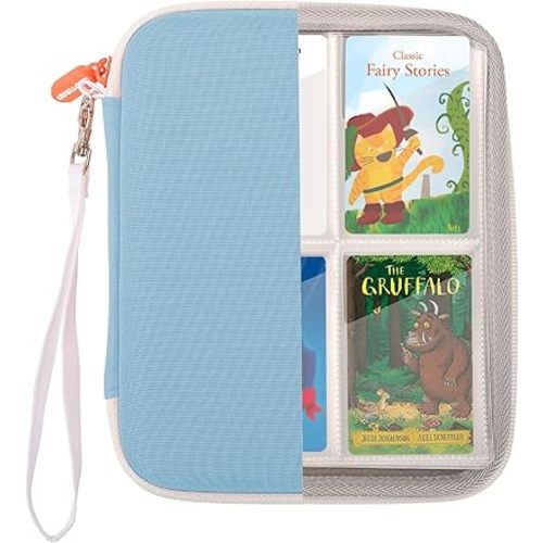 Card Binder for Yoto Player Cards with 80 Pockets, Yoto Card Holder with 10 Removable Sleeves, Carrying Case for Yoto Cards with Hand Strap, Blue