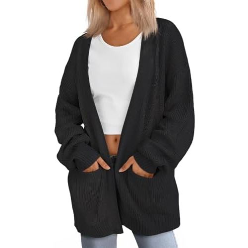 LILLUSORY Womens Oversized Cardigans Soft Knit Cardigan Sweater with Pockets