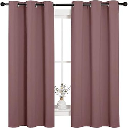 NICETOWN Room Darkening Curtains Drapes for Daughter's Bedroom, Window Treatment Thermal Insulated Grommet for Living Room (Dusty Bean Paste, 2 Panels, 42 by 63)