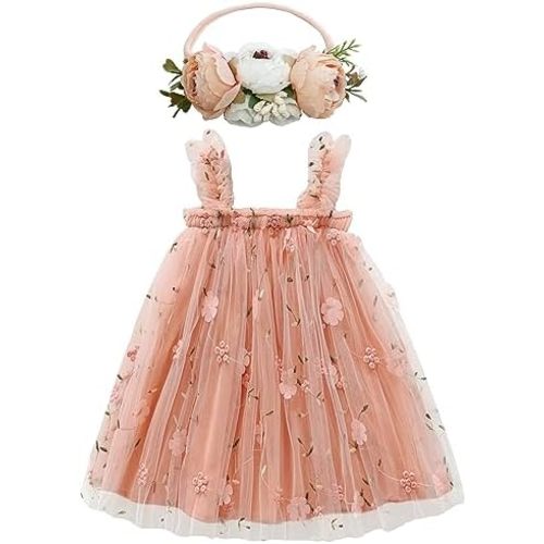 BGFKS Layered Tulle Tutu Dress for Toddler Girls,Baby Girl Rainbow Tutu Princess Skirt Set with Flower Headband.