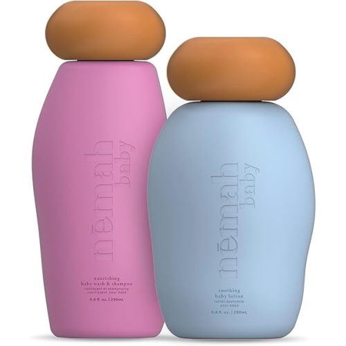 Nemah - Baby Bath Bundle with Soothing 2-in-1 Baby Shampoo & Baby Wash and Calming Body Lotion, a Body Moisturizer for Babies, Toddlers & More, Made with Plant-Derived Ingredients, Vegan & Gluten-Free