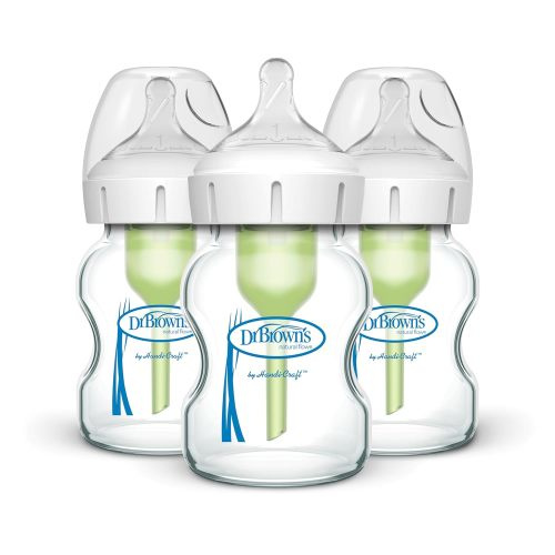 Dr. Brown\'s Options+ Wide-Neck Glass Baby Bottles, 5 Ounce, 3 Count