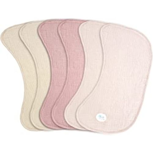 Muslin Burp Cloths Sets - Large Cotton Burping Cloth Super Soft and Absorbent for Baby Boys and Girls 6pack (Pink)