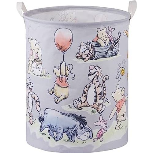 Winnie Storage Basket, Nursery Large Hamper Canvas Laundry Basket Foldable With Waterproof Pe Coating,For Kids Boys And Girls, Bathroom, Bedroom, Clothes,Toy Bin