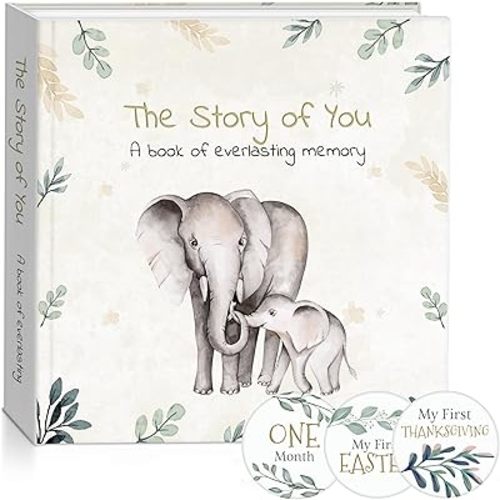 Baby Milestone Stickers, Baby Milestone, New Born Memory Book, Neutral Baby Animal Design, Baby Album And Memory Book.