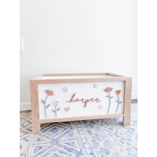 Wildflower Toy Chest with Name - girl's room - toy storage - nursery decor - 1st birthday - baby shower - flowers - wildflower art