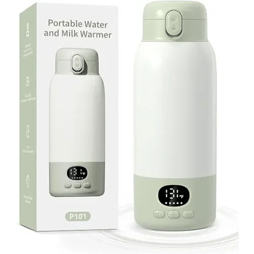 Portable Bottle Warmer for Travel, 45W Fast Charging Milk Warmer 17oz | Large Capacity, Fast Heating Breast Milk Warmer, Long Battery Life, Precise Temp Control for Car, Outdoor