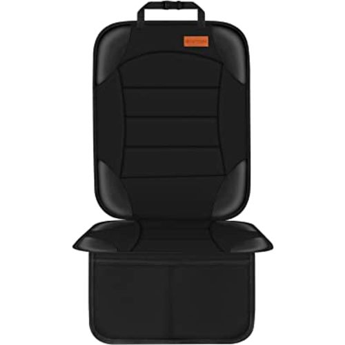 Car Seat Protector, Siivton Seat Protector for Child Car Seat Seat Cushion for Leather and Fabric Seats, 2 Mesh Pockets, Non-Slip Bottom, Waterproof Protectors for Vehicles Baby Pets (Black)