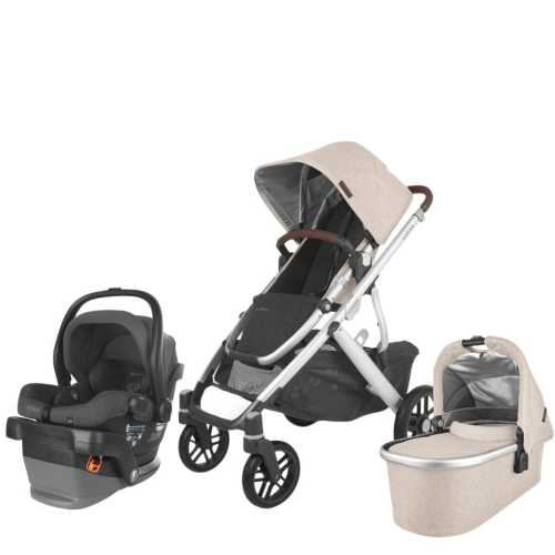 UPPAbaby VISTA V2 and MESA V2 Travel System - Declan Oat Melange - Greyson Charcoal Melange