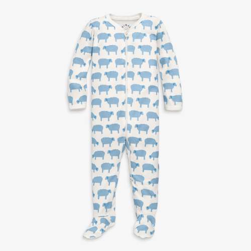 Baby organic animal friends zip footie - Stream sheep / 0-3