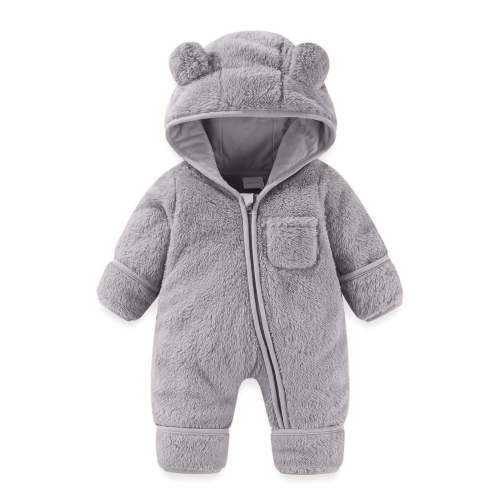 Newborn baby boy girl jacket winter clothes sweater outfit toddler puffer coat Newborn Baby Fleece Footie Snowsuit Winter Bunting Onesie Warm Hooded Romper Jumpsuit Outfits Gray 3 Months