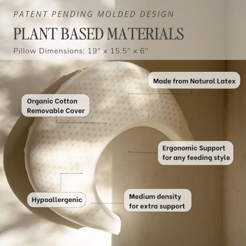Butterr Natural Breastfeeding Pillow, Nursing and Posture Support, Plant Based Cushion with Organic Cotton Removable Cover (Natural)