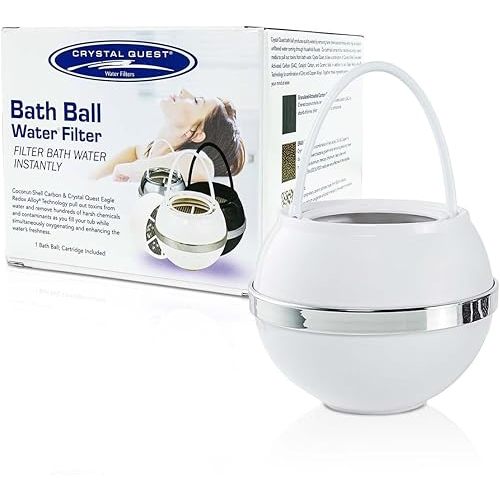 Crystal Quest White Bath Ball Water Filter – Reduces Contaminants for Softer, Smoother Skin - BPA Free