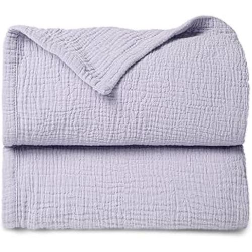Lulu moon Muslin Quilt Blanket, Crib Blanket for Baby and Toddler,47x47 Inches(Purple)