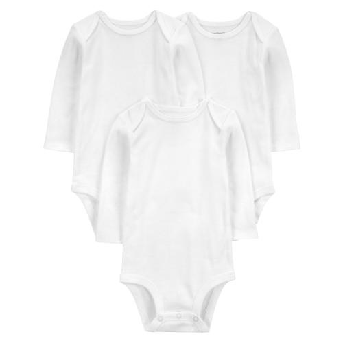 Carter's Child of Mine Baby Unisex Long Sleeve Bodysuits, 3-Pack Sizes Preemie-18 Months