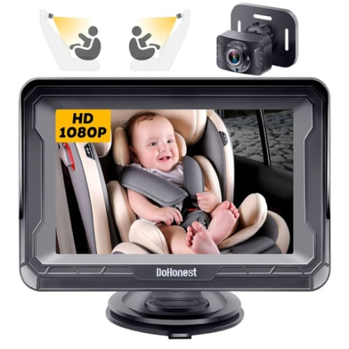 DoHonest Baby Car Camera HD 1080P - Rear-Facing Car Baby Monitor with Night Vision, Adjustable View Angle, Easy Setup, Anti-Glare Display, Safety for Kids & Infants