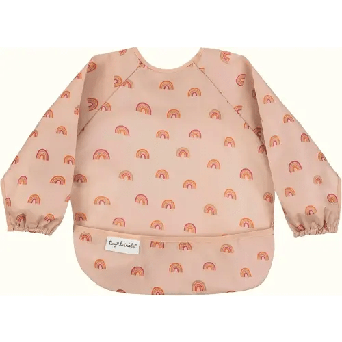 Tiny Twinkle Long Sleeve Bib for Babies & Toddlers – Waterproof Smock Bib for Eating – Machine Washable & Mess-Proof, Baby Feeding Essential & Shower Must-Have(Boho Rainbow, 6–24M)