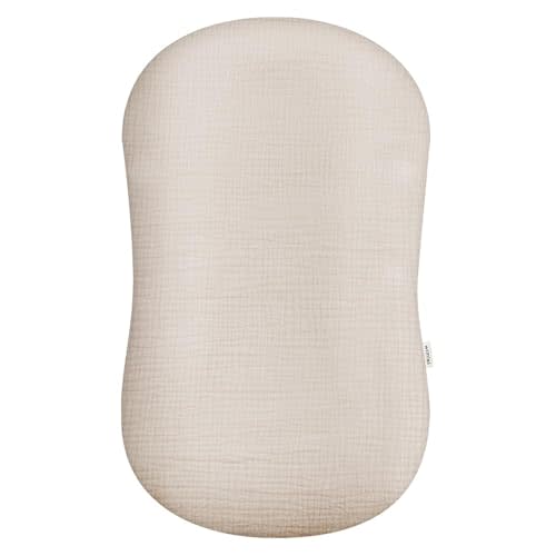Wimist Muslin Baby Lounger Cover, Newborn Lounger Cover, Soft Cotton Breathable Lounger Pillow for Boys Girls Infant, Cover Only (Beige)