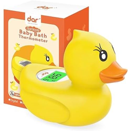 Baby Bath Thermometer, Digital Water Temperature Thermometer with 3 Color Backlit and Temperature Warning, Safety Bath Tube Thermometer Floating Toy for Infant, Toddler (Yellow Duck)