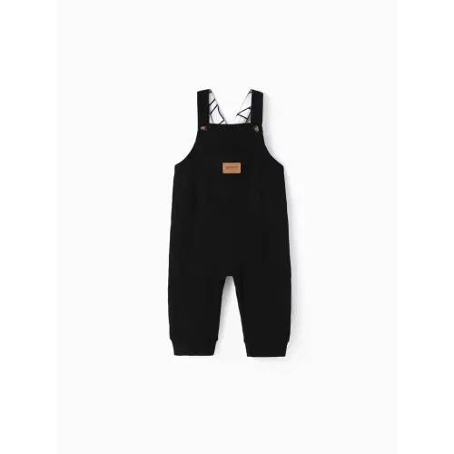 Baby Boy Waffle Letter Patched Pocket Front Overalls Only $12.99 - PatPat US
