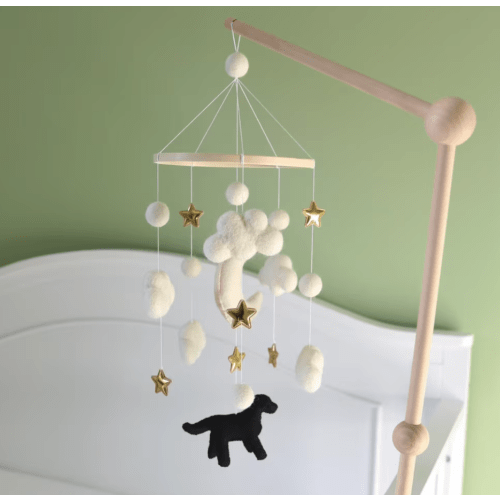 Dreamy Dog Baby Mobile - (Black Dog with Crib Arm)
