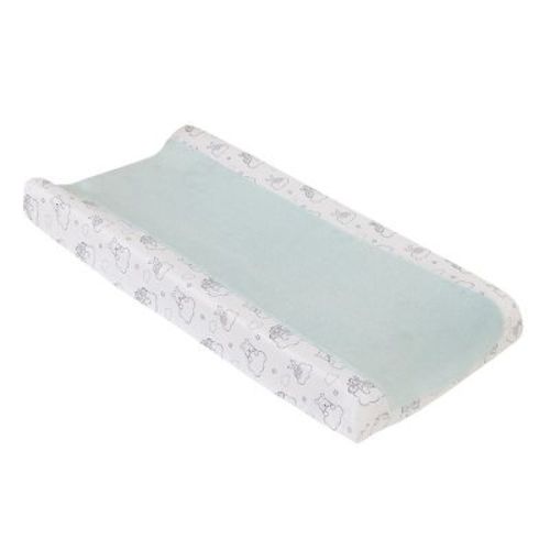 Disney Winnie The Pooh Hello Sunshine Grey And White Super Soft Contoured Changing Pad Cover With Plush Aqua Fleece Center Panel