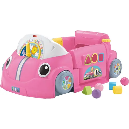Fisher-Price Baby Learning Toy Laugh & Learn Crawl Around Car Activity Center with Smart Stages for Infants Ages 6+ Months, Pink (Amazon Exclusive)