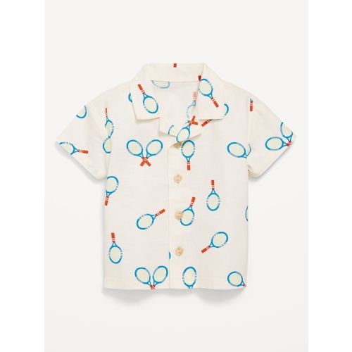 Printed Short-Sleeve Linen-Blend Shirt for Baby