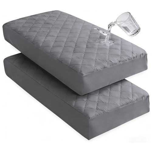 Lorviah 2 Pack Waterproof Crib Mattress Protector 28"x52", Soft Quilted Fitted Sheet, Breathable Noiseless Hypoallergenic Mattress Cover, Smoke Grey