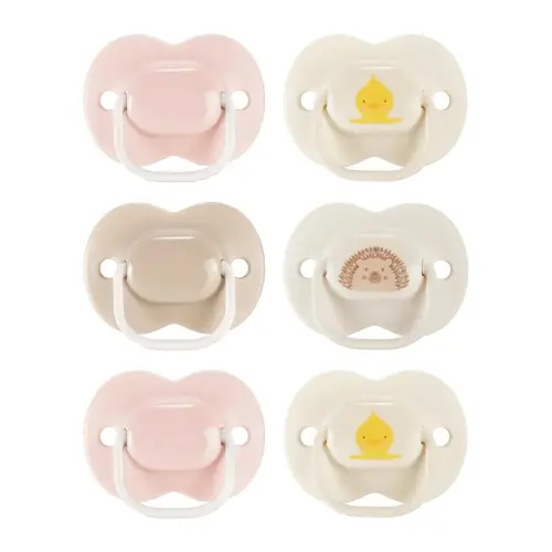 Tommee Tippee Anytime Matte Pacifier, 0-6 Months, Symmetrical Baglet, BPA-Free Binkies, Pink/Beige, Pack of 6