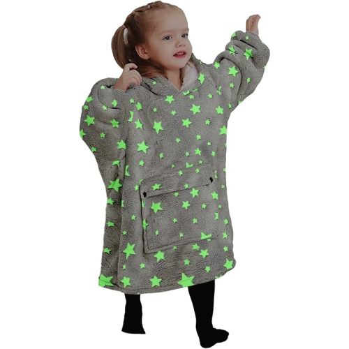 KFUBUO Wearable Blanket Hoodie for Kids Toddlers Sherpa Blanket Sweatshirt With Pocket Cute Hoodies 2-6 Year Old Girl Boy Birthday Gifts