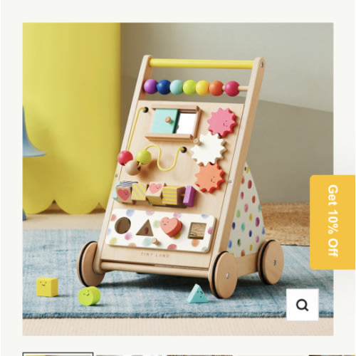 Tiny Land® Premium Natural Wooden Activity Walker