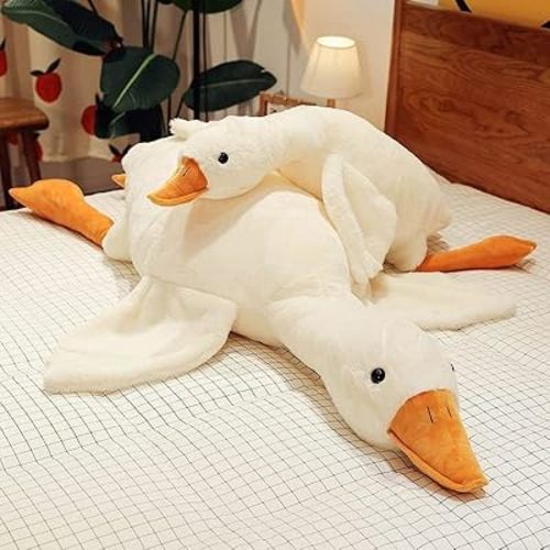 Goose Stuffed Animal Toy Cute Giant White Goose Stuffed Animal Duck Plush Super Soft Hugging (A:19.5 inch)
