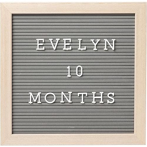 Pearhead Felt Wooden Letterboard Set - Ideal Photo Sharing Prop for Baby Announcements, Milestone Keepsake, Custom Message Board and Shower Gift - Includes 188 Letters, Numbers, and Symbols - Gray