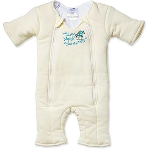 Magic Sleepsuit Baby Merlin's 100% Cotton Baby Transition Swaddle - Baby Sleep Suit - Cream - 3-6 Months