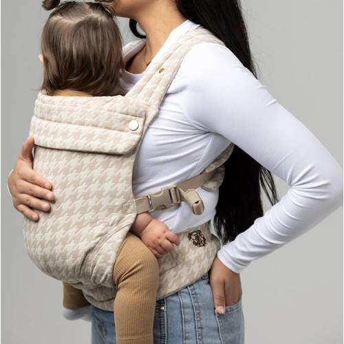 Mabē Monarch Ergonomic Baby Carrier – Premium Cotton Soft Structured Newborn to Toddler Carrier with Hip-Healthy Design, 3 Carry Positions (7-35lbs), Lightweight & Breathable, (Houndstooth)