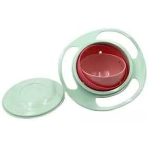 EZ 360 Degree Rotation Gyro Plastic Bowl. Spill Free Bowl For Baby, Toddler And Kid. Matching Lid Included. (Light Green)