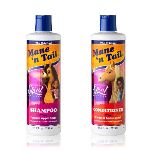 Mane 'n Tail Spirit Untamed Shampoo & Conditioner Set – Caramel Apple Scented, Gentle Coconut Oil Formula for Soft, Silky Hair (11.02 oz)