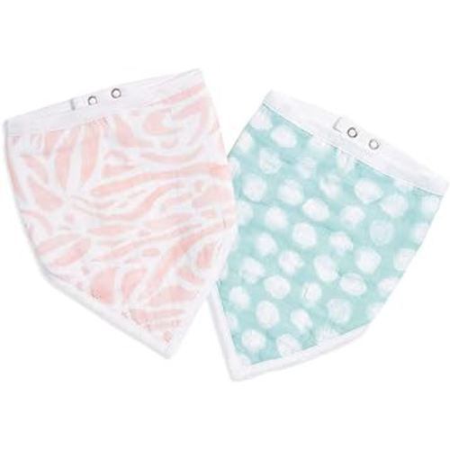 aden + anais essentials Bandana Baby Bib, 100% Cotton Muslin, 3 Layer Burp Cloth, Super Soft & Absorbent for Infants, Newborns and Toddlers, Adjustable with Snaps, 2 Pack, Tropicalia